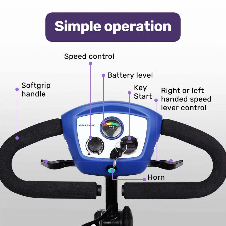 NNEMB SmartRider Folding Electric Mobility Scooter-Black & Blue - Image 4