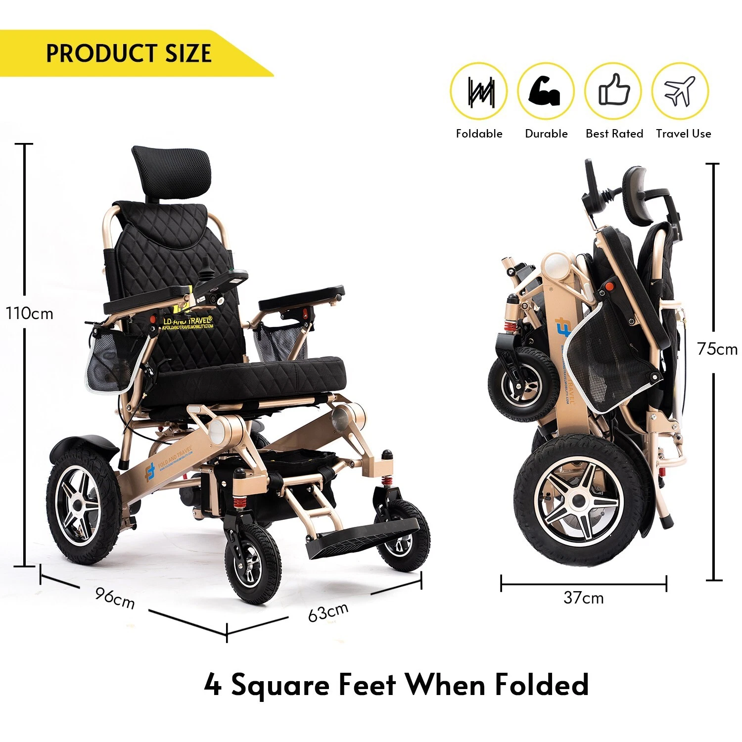 Fold & Travel Manual Recline Lightweight Electric Wheelchair - Image 14