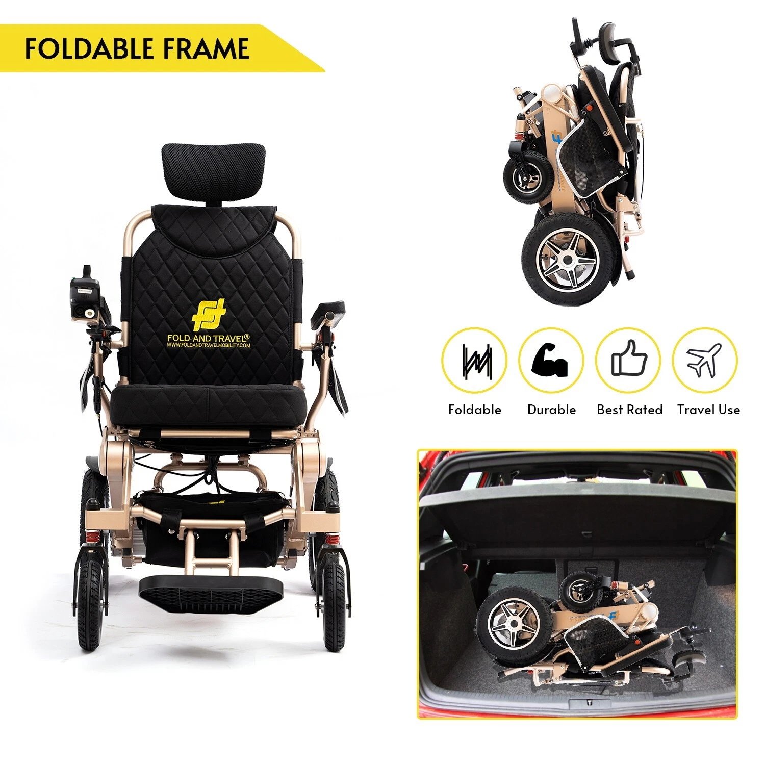 Fold & Travel Manual Recline Lightweight Electric Wheelchair - Image 15