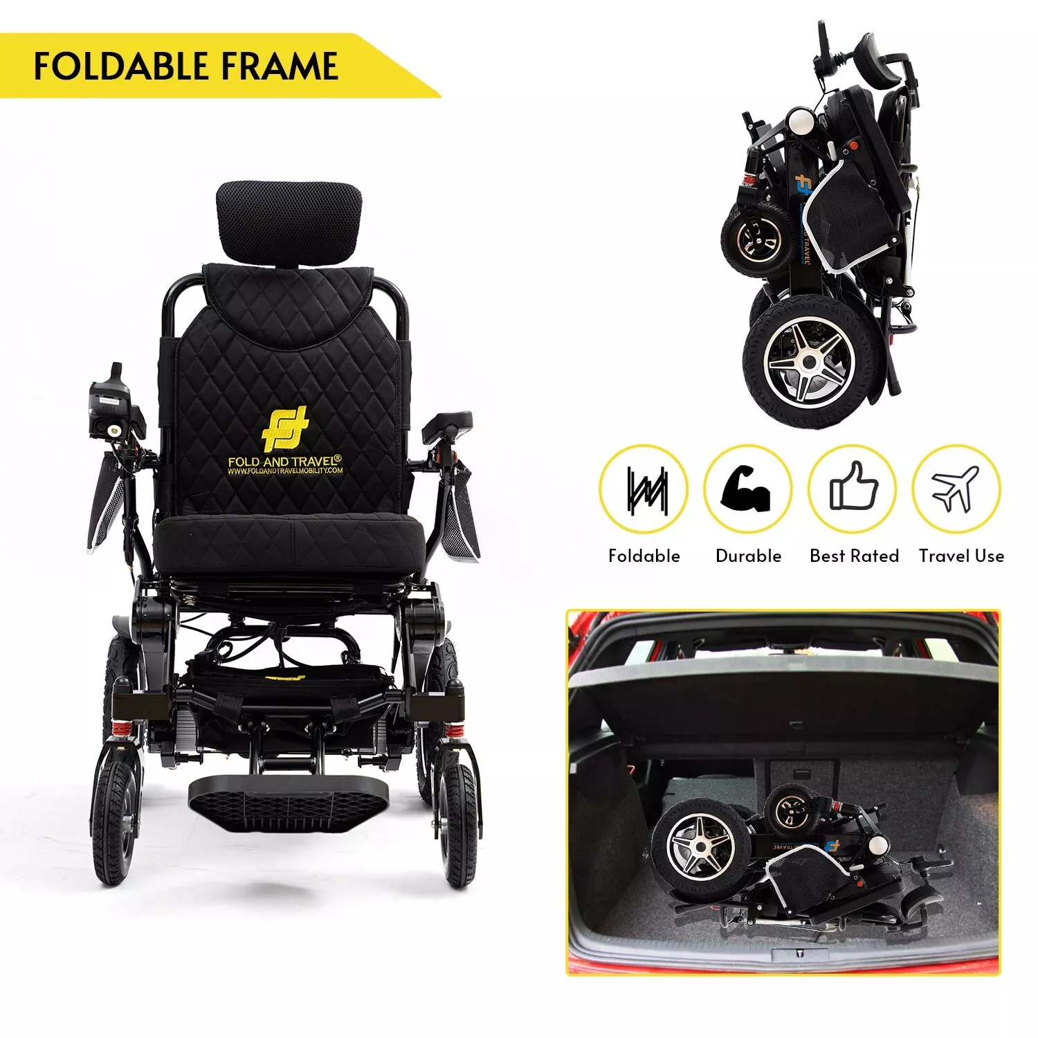 Fold & Travel Manual Recline Lightweight Electric Wheelchair - Image 6