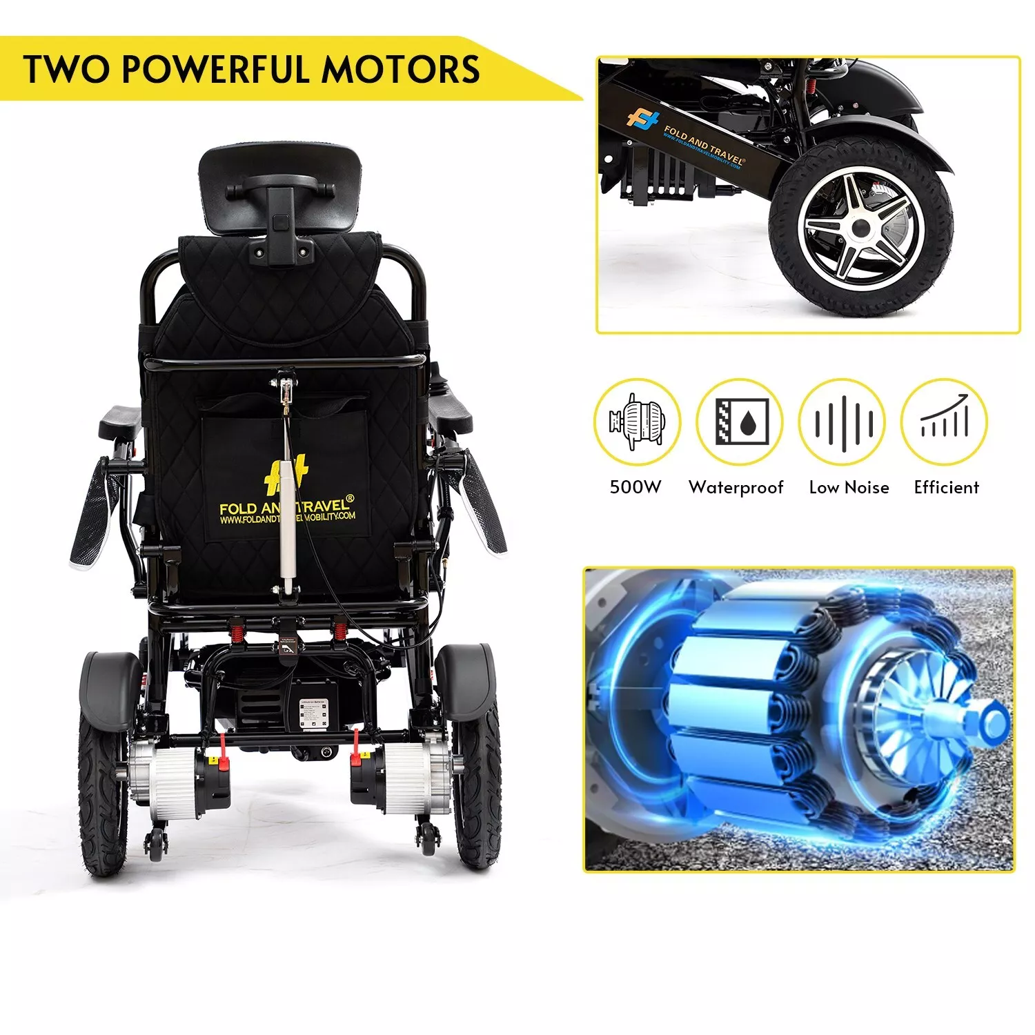 Fold & Travel Manual Recline Lightweight Electric Wheelchair - Image 8