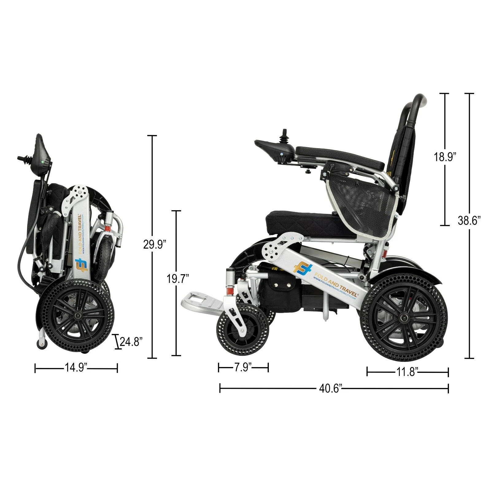 Fold & Travel Manual Recline Lightweight Electric Wheelchair - Image 12